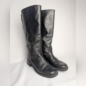 Black Leather Winter Boots Made In Canada Size 8 Slip On Style Riding Boots